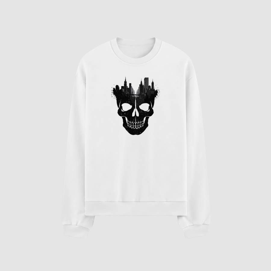 Sweatshirt Oversize Premium Kadın Beyaz